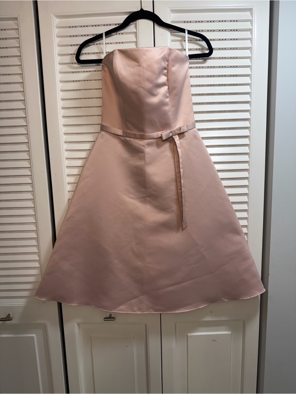 Jessica McClintock Bridal Strapless Blush Pink A-Line Dress with Ribbon Waist